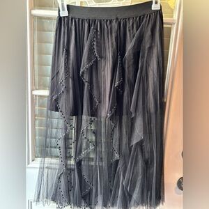 Black beaded POL skirt SEXY Rare Hard to find!!!!! High Low Sample